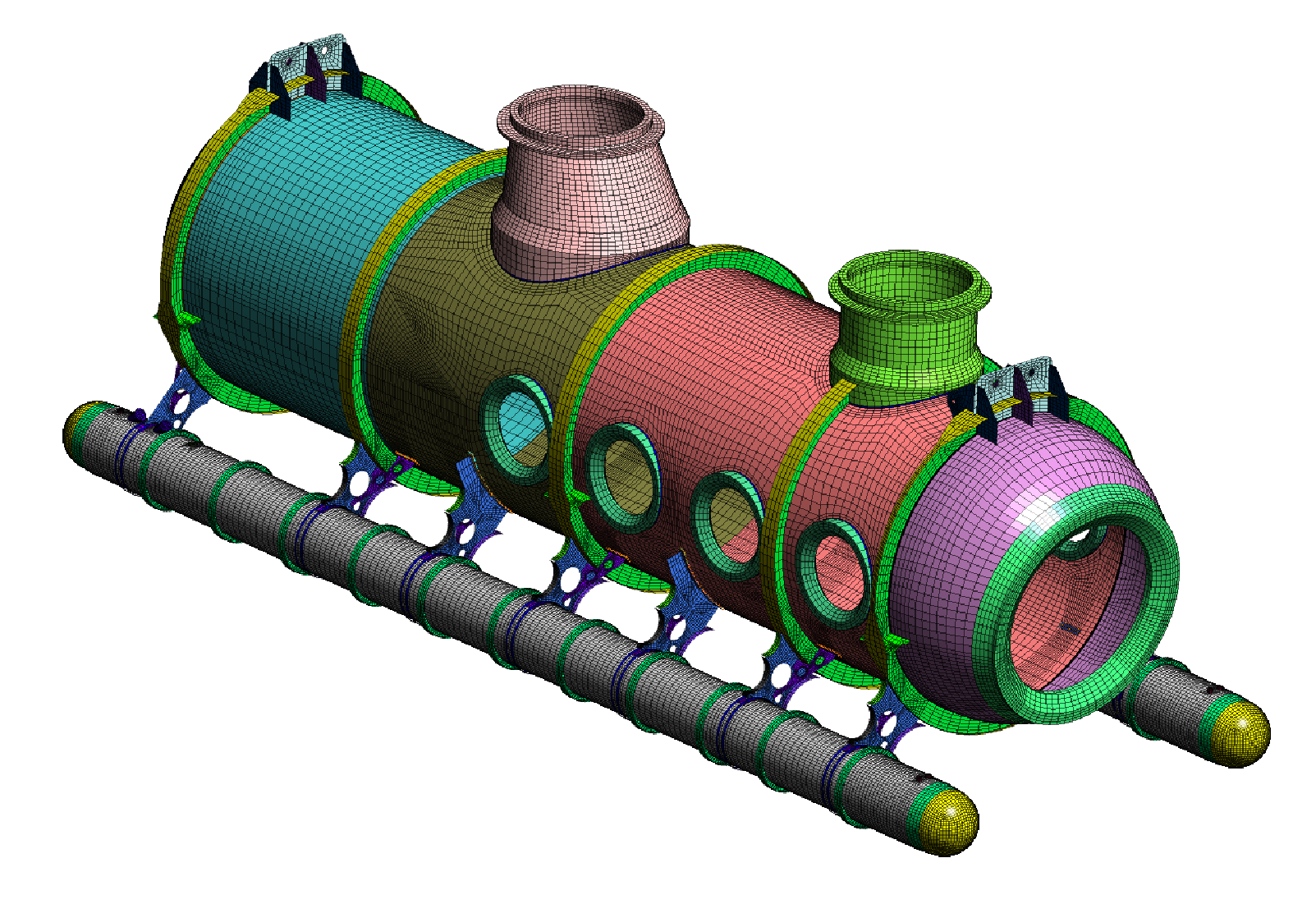 Femap FEA model of deep-diving luxury submarine