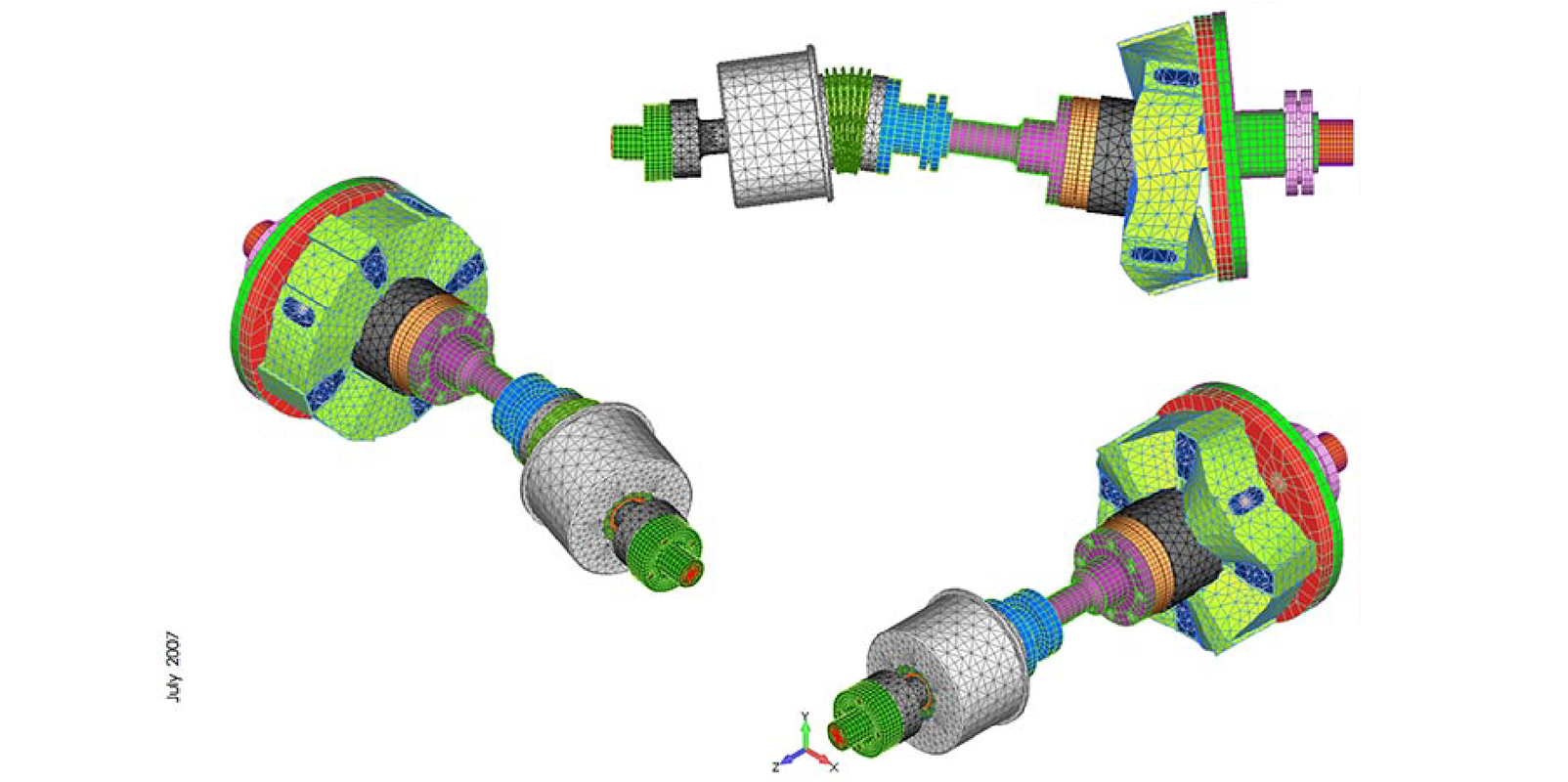 Vibration Eigenmodes in the simulated drivetrain - FEA Vibration Consulting Services