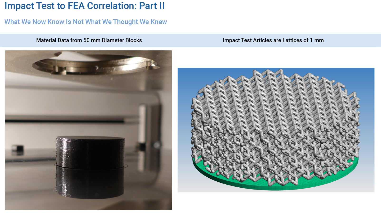 Impact Test to FEA Correlation Part II - What We Now Know is Not What We Thought We Knew