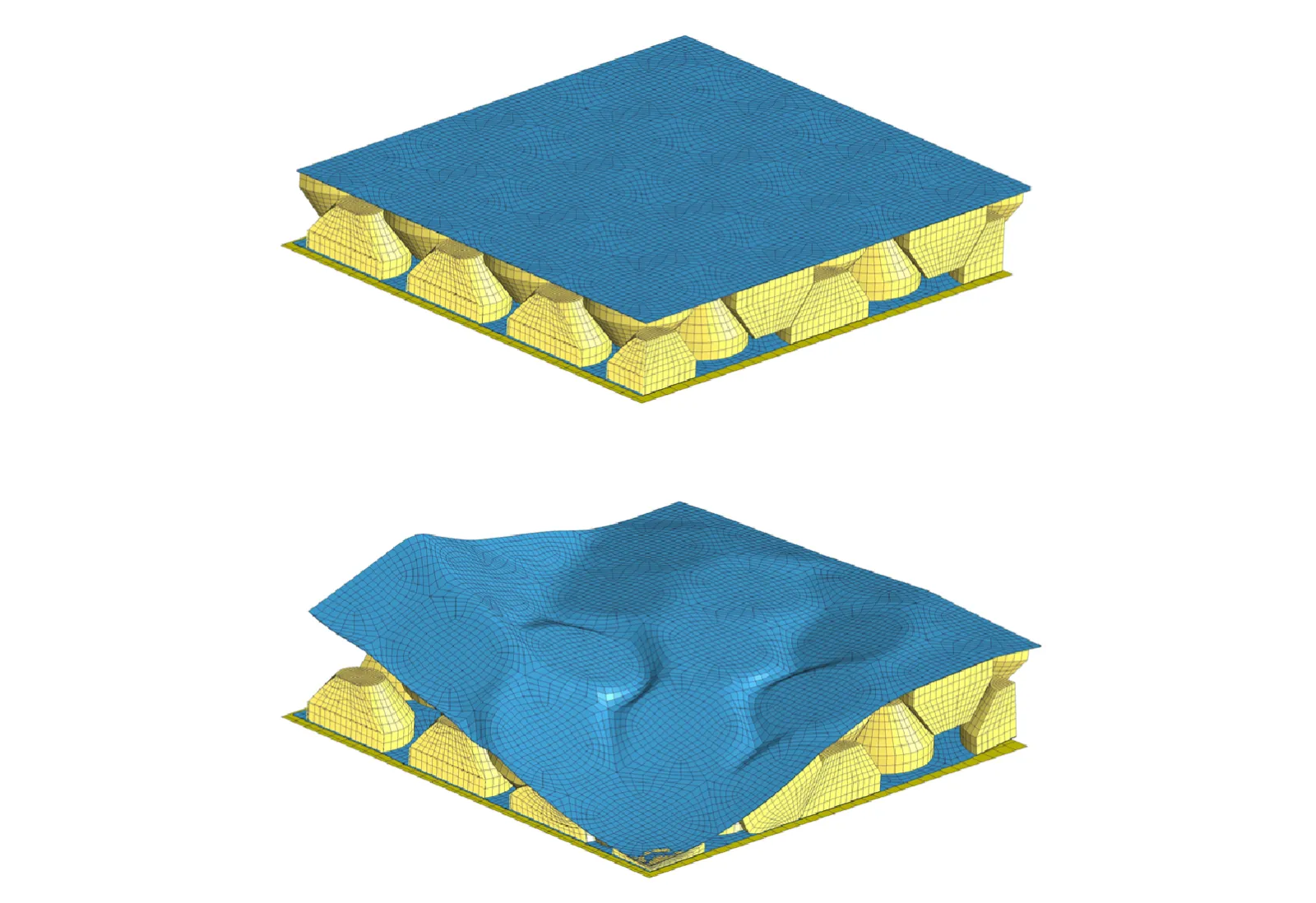 LS-DYNA Impact of nested foam blocks.