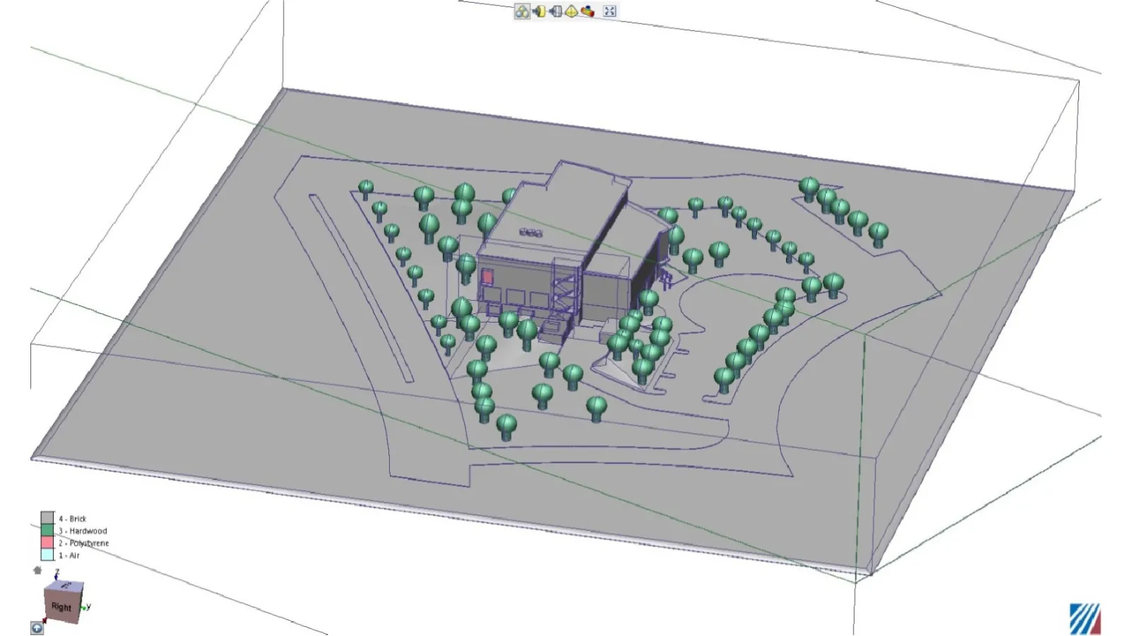 The CFD model incorporates the building and surrounding trees in a large control volume - CFD Consulting Services
