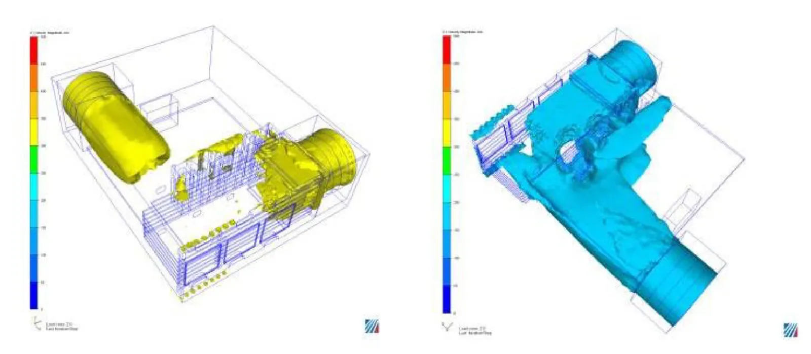CFD velocity isosurfaces showing airflow within the LED case