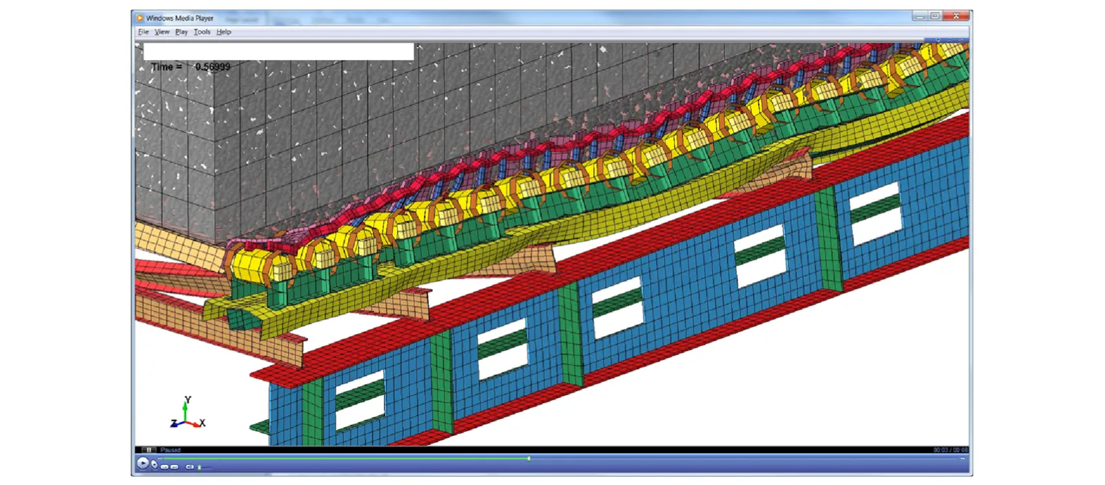 DEM particle impact loading on conveyor