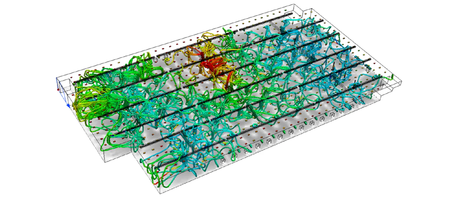 Figure 3: Air flow traces throughout the building fans. 