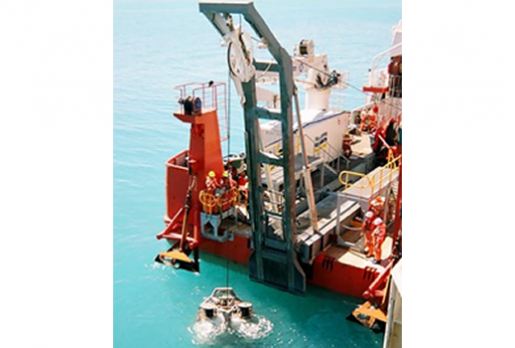 Ocean going ship with large crane for lifting of submersibles - Predictive Engineering FEA Consulting Services